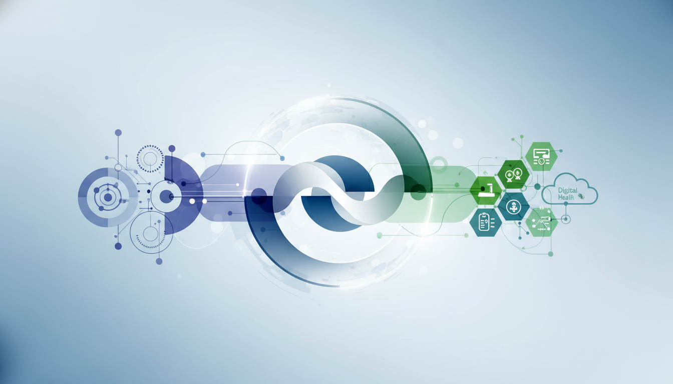 Conceptual illustration of diverse medical technology sectors including diagnostics, imaging, and digital health.
