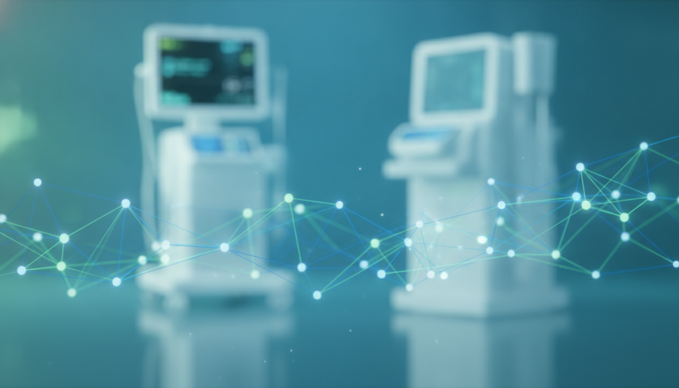 Abstract representation of global medical technology innovation for critical care.