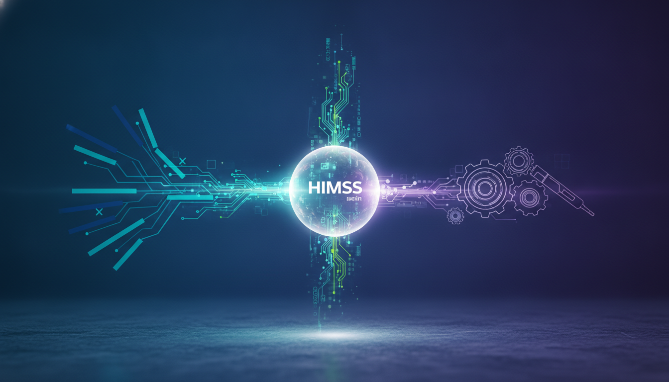 Abstract visual representing the interconnected focuses of three medical exhibition organizers: broad industry, health IT, and medical devices.
