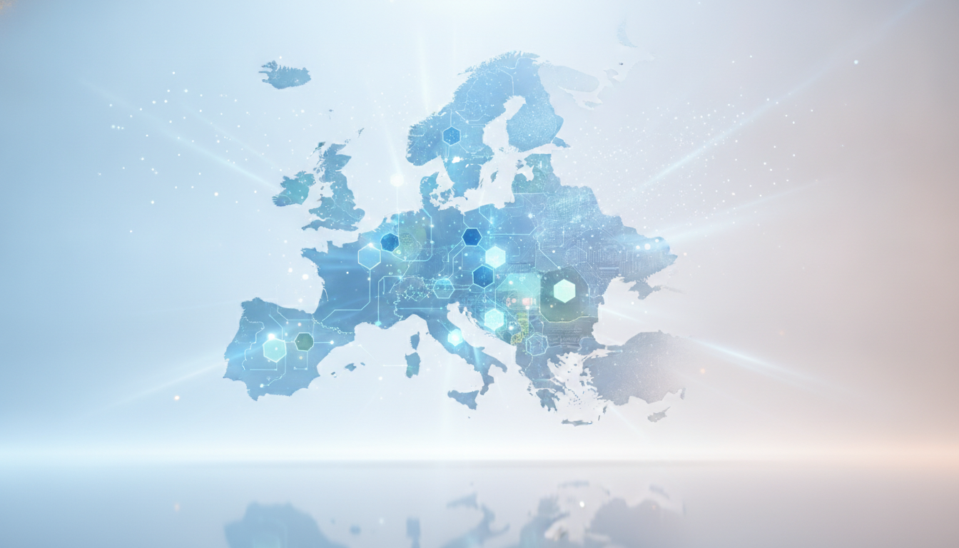 Abstract representation of European medical technology innovation and industry collaboration.