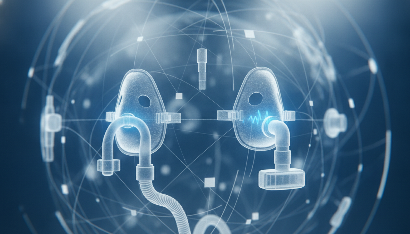 Abstract representation of global respiratory medical device technology.