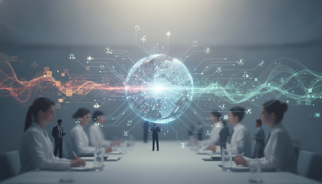 Conceptual visualization of diverse international medical exhibitors.