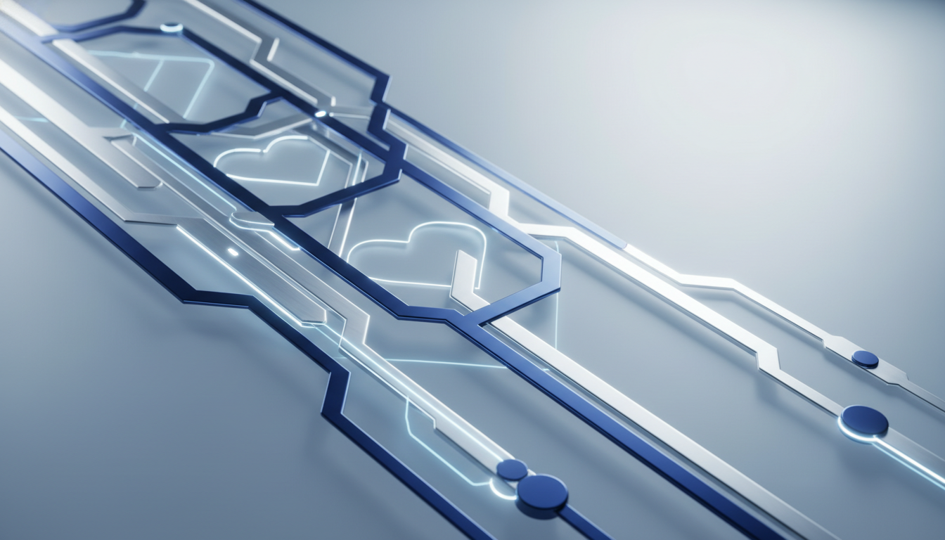 Abstract representation of advanced cardiovascular medical technology and innovation.
