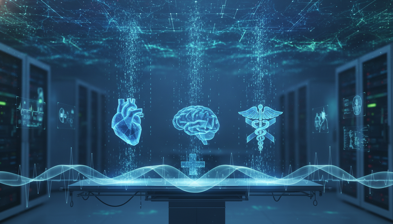 Visualizing artificial intelligence and data analytics in modern healthcare.