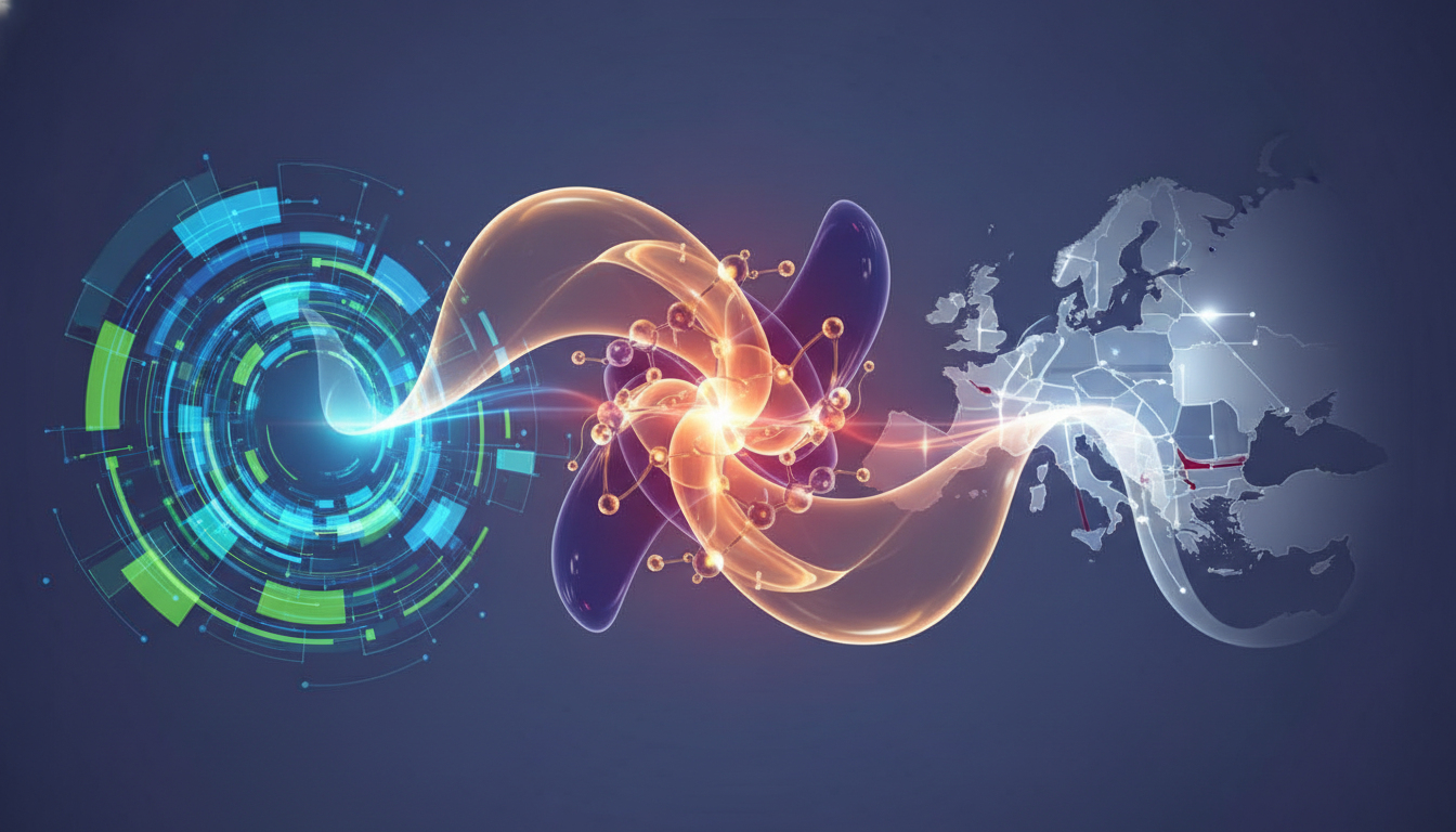 Conceptual illustration comparing health IT, pharmaceutical, and European digital health events.